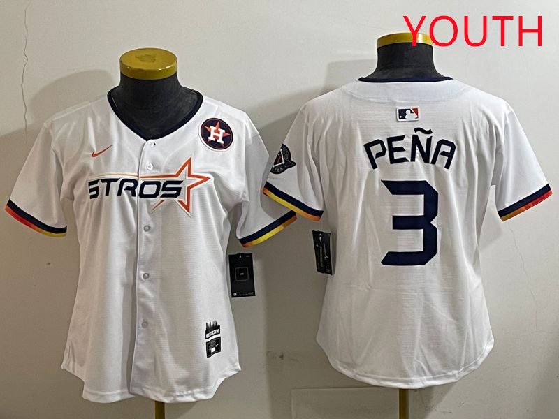 Youth Houston Astros 3 Pena White three generations Joint Name Nike 2025 MLB Jersey style 10